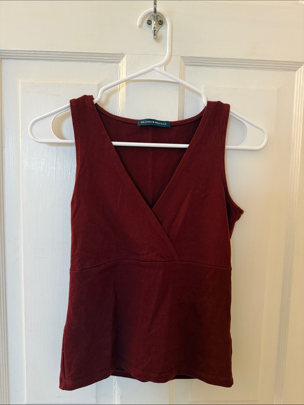 Brandy Melville Deep Maroon V-Neck Sleeveless Tank